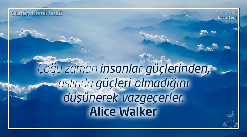 Çoğu zaman insanlar güçlerinden, güçlerinin olmadığını düşünerek vazgeçerler. - Alice Walker