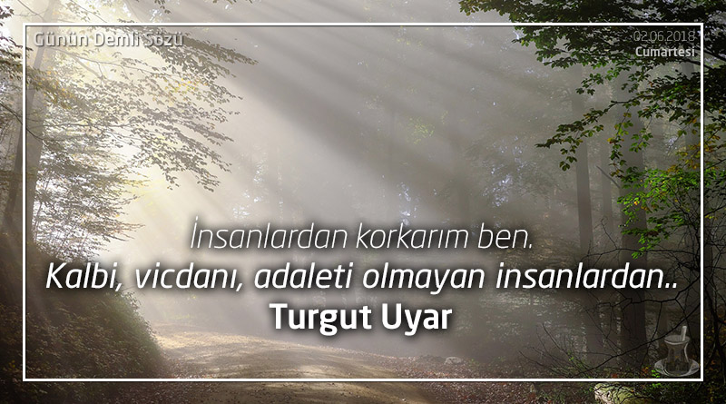 İnsanlardan korkarım ben, Kalbi, vicdanı, adaleti olmayan insanlardan.. - Turgut Uyar