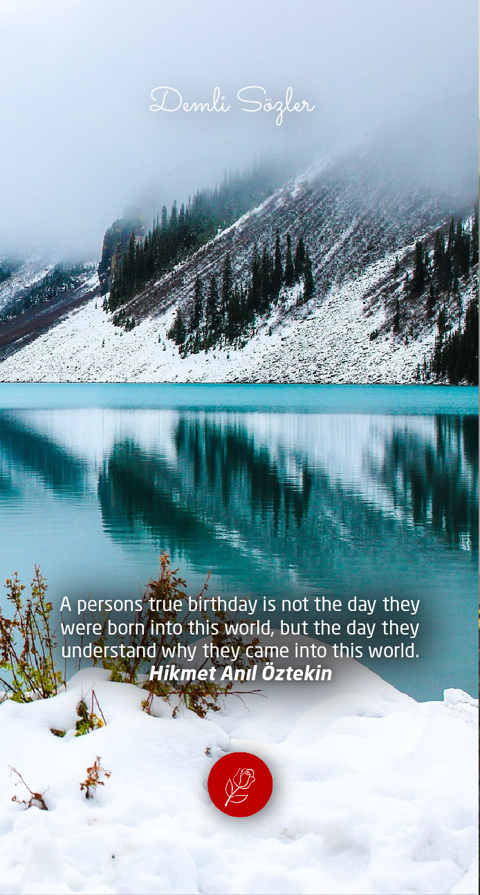 A persons true birthday is not the day they were born into this world, but the day they understand why they came into this world.