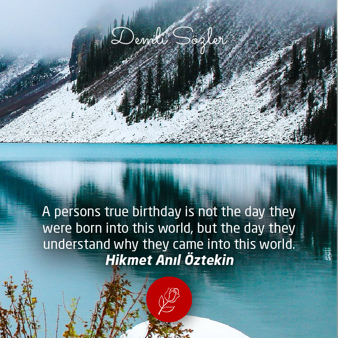 A persons true birthday is not the day they were born into this world, but the day they understand why they came into this world.