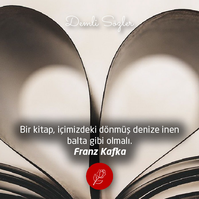 Bir kitap, içimizdeki dönmüş denize inen balta gibi olmalı. - Franz Kafka