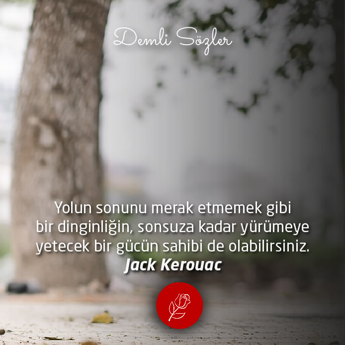 Yolun sonunu merak etmemek gibi bir dinginliğin, sonsuza kadar yürümeye yetecek bir gücün sahibi de olabilirsiniz.  - Jack Kerouac
