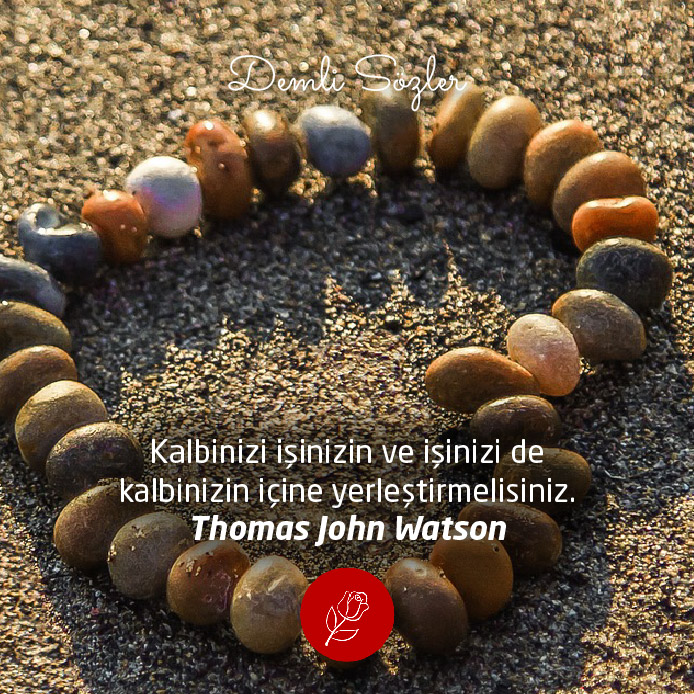 Kalbinizi işinizin ve işinizi de kalbinizin içine yerleştirmelisiniz.