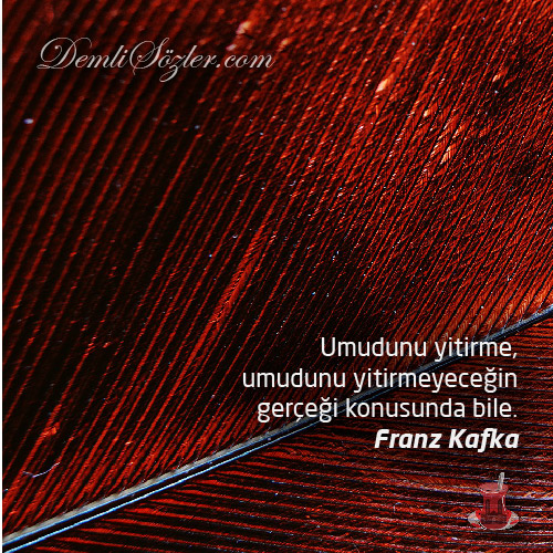 Umudunu yitirme, umudunu yitirmeyeceğin gerçeği konusunda bile. - Franz Kafka