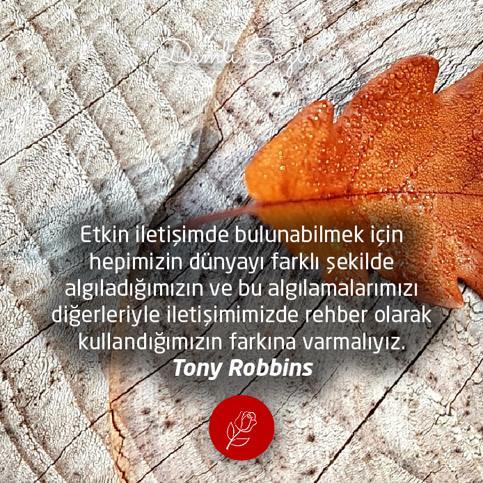 Etkin iletişimde bulunabilmek için hepimizin dünyayı farklı şekilde algıladığımızın ve bu algılamalarımızı diğerleriyle iletişimimizde rehber olarak kullandığımızın farkına varmalıyız. - Tony Robbins